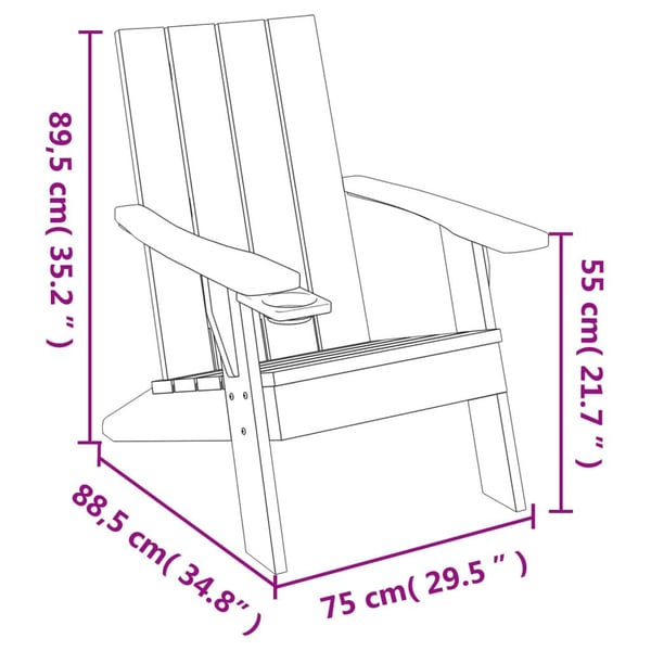vidaXL Adirondack hagestol lysebrun 75x88,5x89,5 cm polypropylen