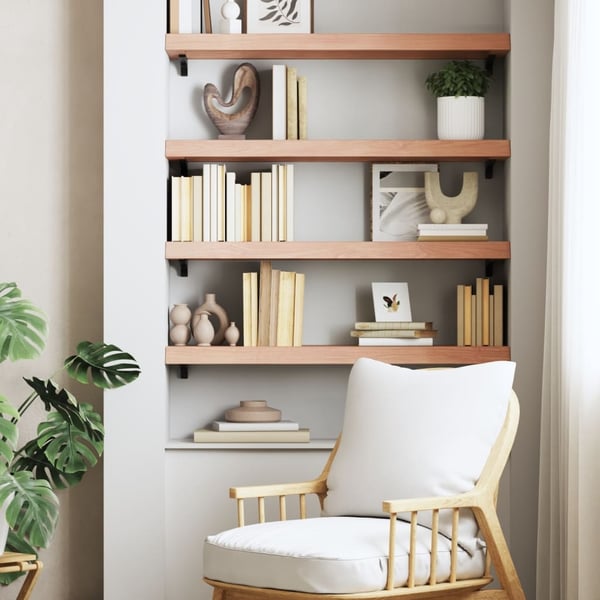 vidaXL Vägghylla ljusbrun 80x30x(2-6) cm behandlad massiv ek