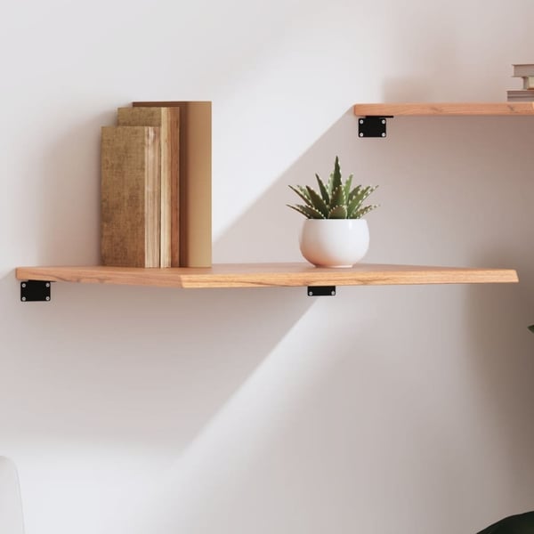 vidaXL væghylde 60x50x2 cm behandlet massivt egetræ lysebrun