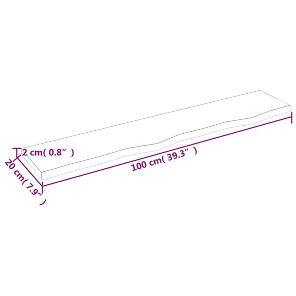 vidaXL væghylde 100x20x2 cm behandlet massivt egetræ lysebrun