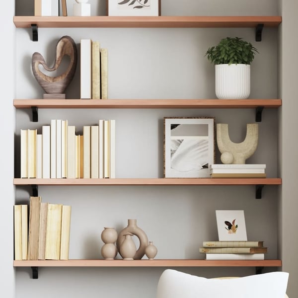 vidaXL væghylde 100x20x2 cm behandlet massivt egetræ lysebrun