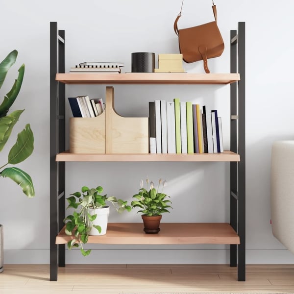 vidaXL væghylde 80x40x(2-4) cm behandlet massivt egetræ lysebrun