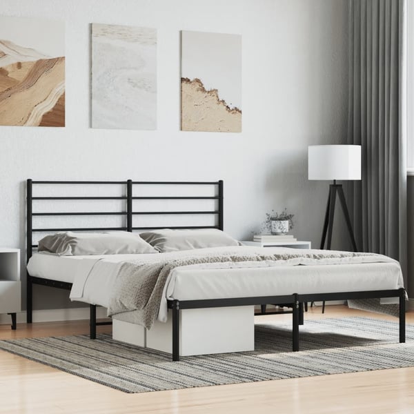 vidaXL Sengeramme i metall med hodegavl svart 120x190 cm