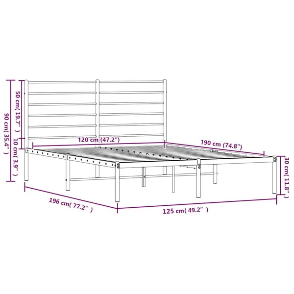 vidaXL Sengeramme i metall med hodegavl svart 120x190 cm
