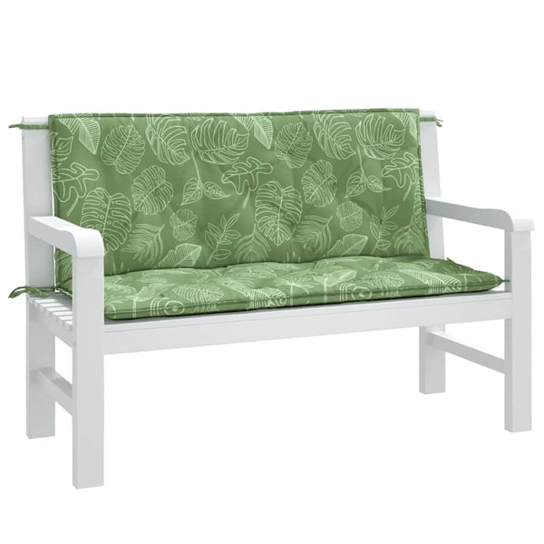 vidaXL hynder til havebænk 2 stk 120x50x7 cm stof bladmønster