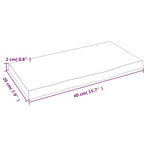 vidaXL væghylde 40x20x2 cm behandlet massivt egetræ lysebrun