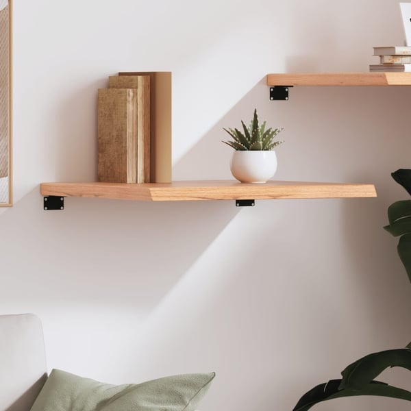 vidaXL væghylde 60x50x(2-4) cm behandlet massivt egetræ lysebrun