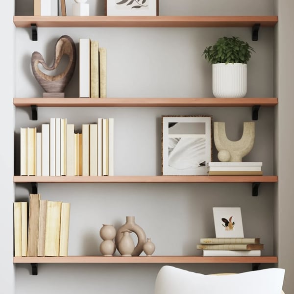 vidaXL væghylde 80x20x2 cm behandlet massivt egetræ lysebrun