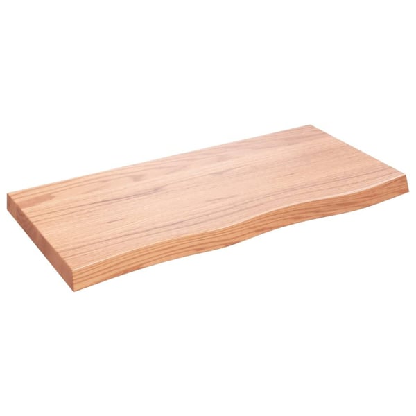 vidaXL væghylde 100x50x(2-6) cm behandlet massivt egetræ lysebrun