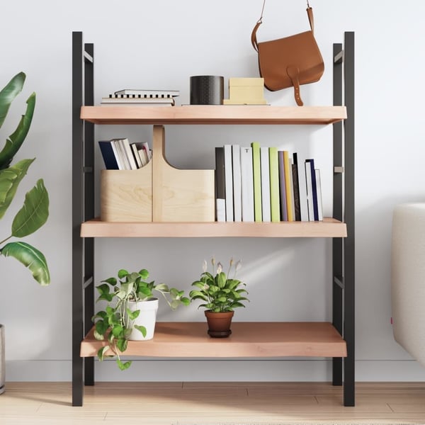 vidaXL væghylde 80x50x(2-6) cm behandlet massivt egetræ lysebrun