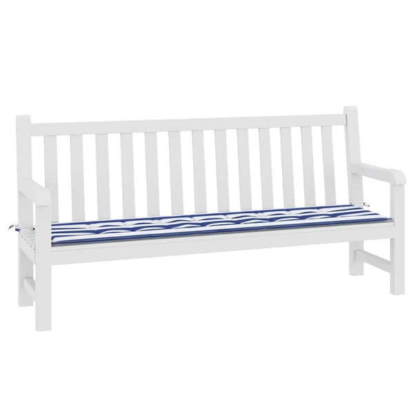 vidaXL hynde til havebænk 200x50x3 cm striber stof blå og hvid