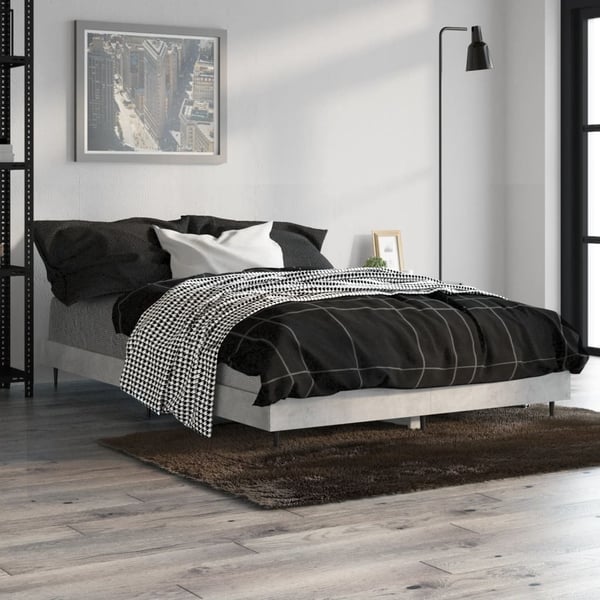 vidaXL Sengeramme betonggrå 120x190 cm konstruert tre