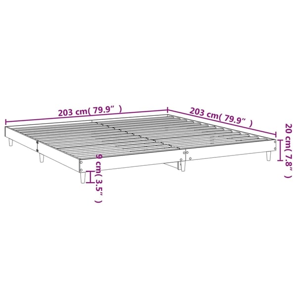 vidaXL Sängynrunko ilman patjaa ruskea tammi 200x200 cm tekninen puu
