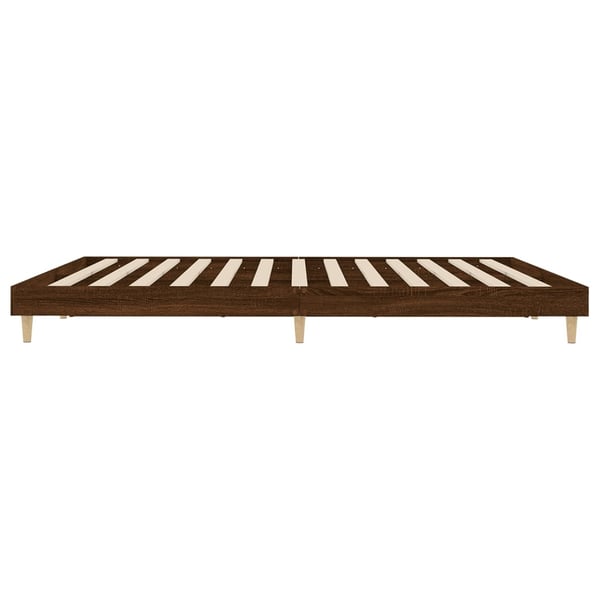 vidaXL Sängynrunko ilman patjaa ruskea tammi 200x200 cm tekninen puu