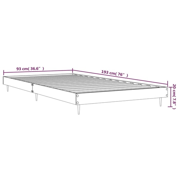 vidaXL Sengeramme betonggrå 90x190 cm konstruert tre