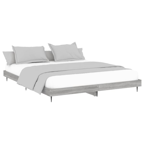 vidaXL Sengeramme uten madrass grå sonoma 160x200 cm konstruert tre