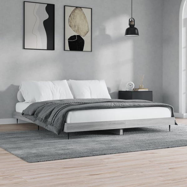 vidaXL Sengeramme uten madrass grå sonoma 160x200 cm konstruert tre