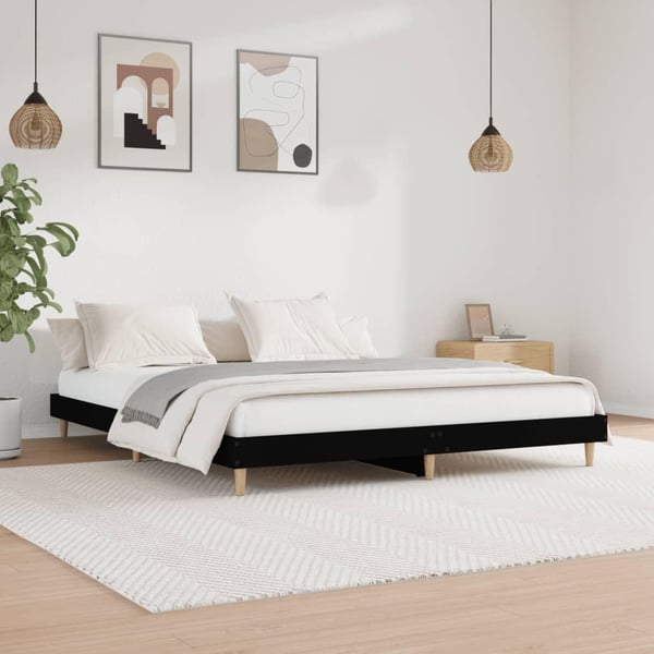 vidaXL Sengeramme svart 200x200 cm konstruert tre