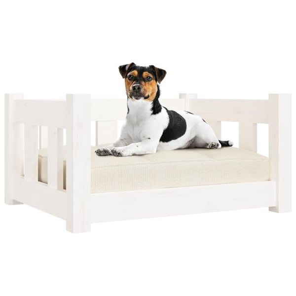 vidaXL hundeseng 55,5x45,5x28 cm massivt fyrretræ hvid
