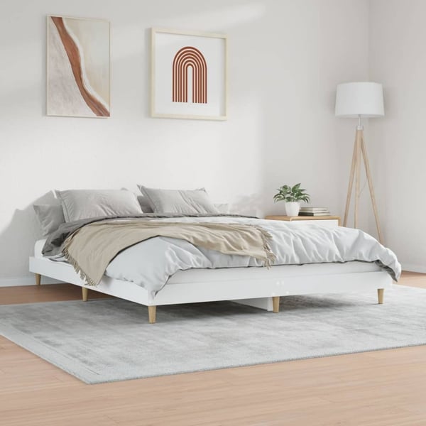 vidaXL Sengeramme hvit 200x200 cm konstruert tre