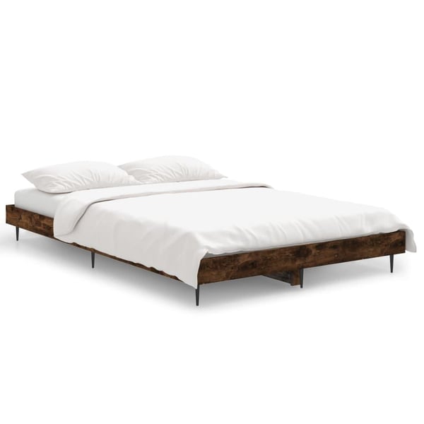 vidaXL Sengeramme uten madrass røkt eik 120x190 cm konstruert tre