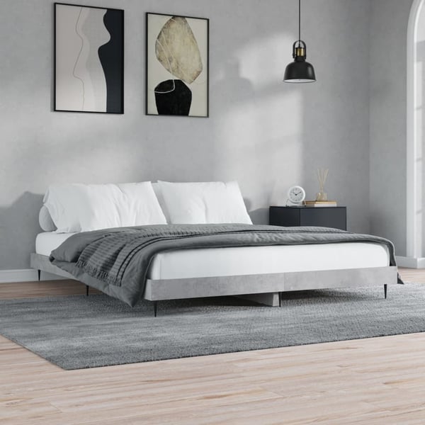 vidaXL Sengeramme betonggrå 160x200 cm konstruert tre