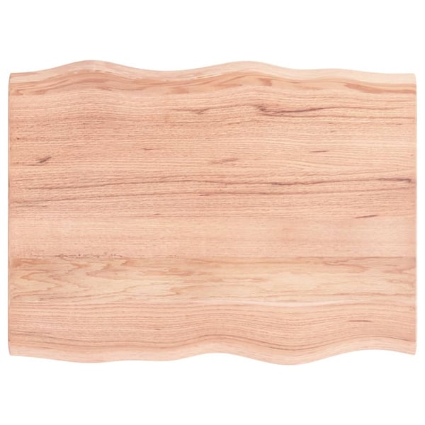 vidaXL Bordplate lysebrun 80x60x2cm behandlet heltre eik naturlig kant