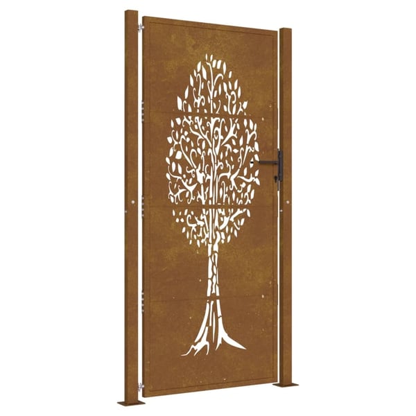 vidaXL Hageport 105x205 cm cortenstål tredesign