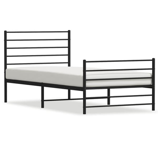 vidaXL Sengeramme i metall med hode- og fotgavl svart 100x190 cm