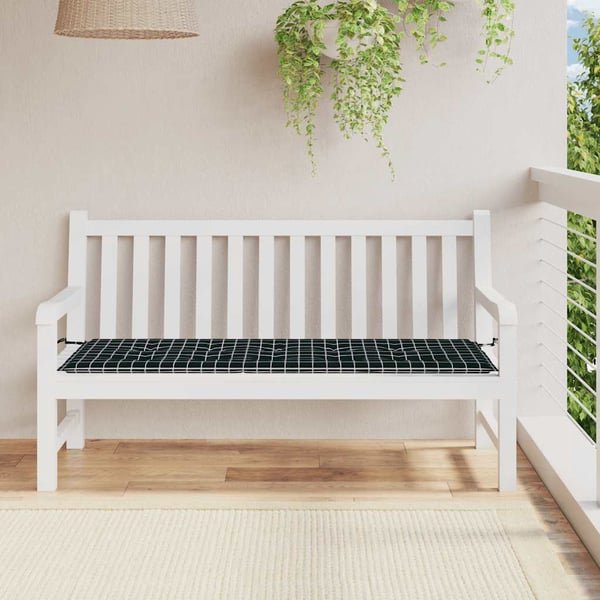 vidaXL hynde til havebænk 150x50x3 cm oxfordstof ternet sort