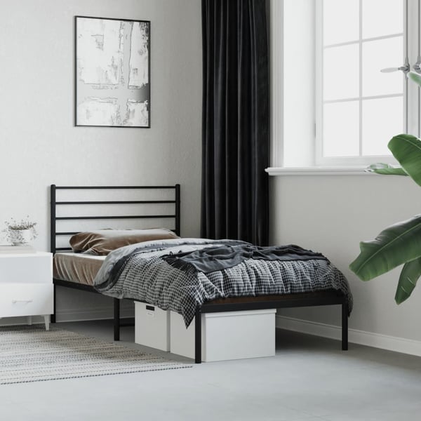 vidaXL Sengeramme i metall med hodegavl svart 107x203 cm
