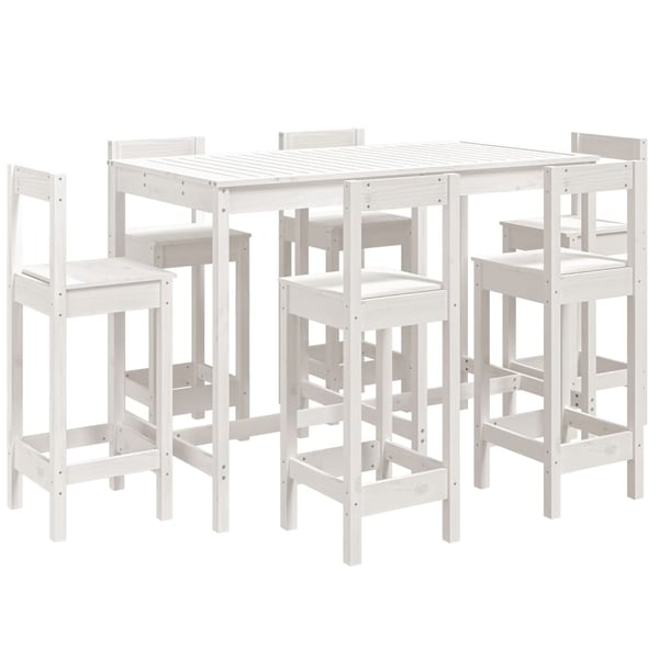 vidaXL Hagebarsett 7 deler hvit heltre furu