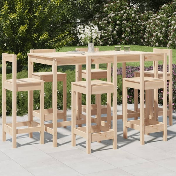vidaXL Hagebarsett 7 deler heltre furu