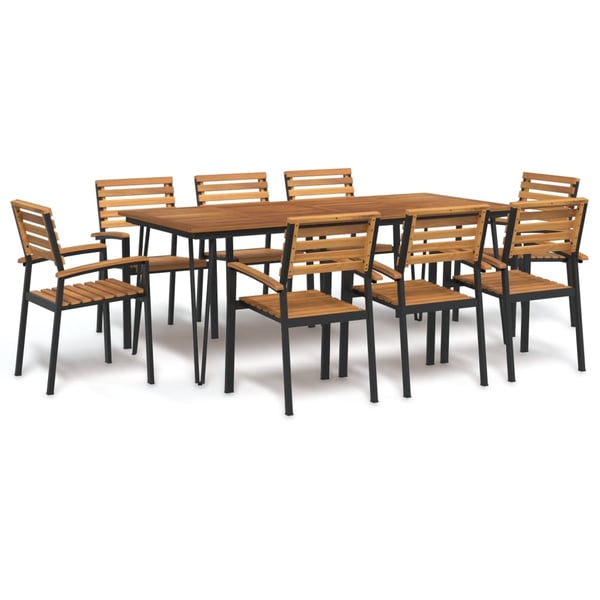 vidaXL Hagespisegruppe 9 deler heltre akasie og metal