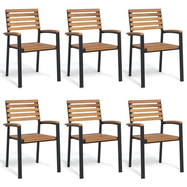 vidaXL Stablebare hagestoler 6 stk heltre akasie og metall