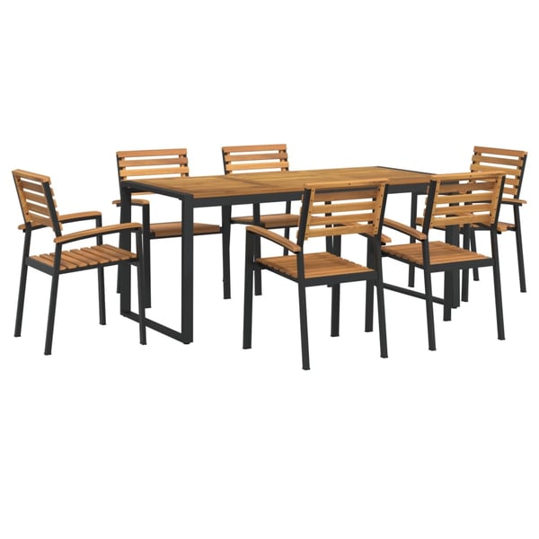 vidaXL Hagespisegruppe 7 deler heltre akasie og metall