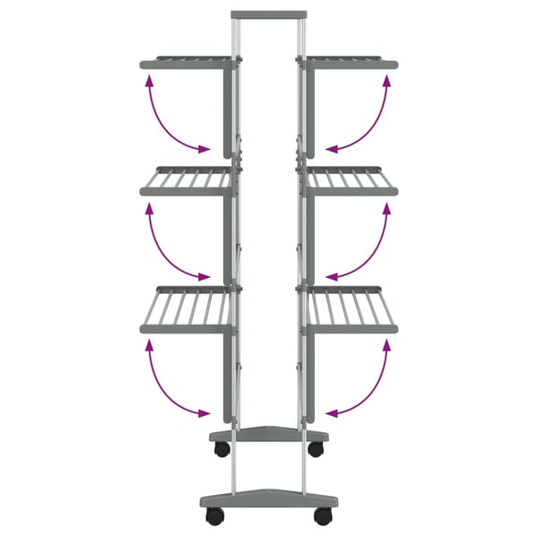 vidaXL Tørkestativ med hjul 89x64x129 cm aluminium