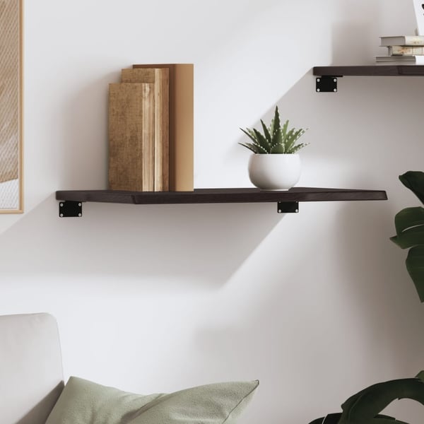 vidaXL væghylde 60x40x2 cm behandlet massivt egetræ mørkebrun