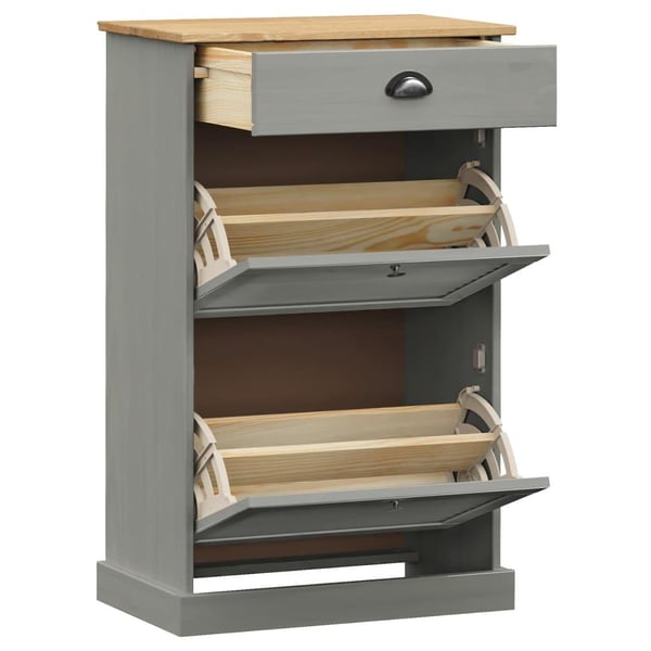 vidaXL Skoskap VIGO 60x35x96 cm grå heltre furu