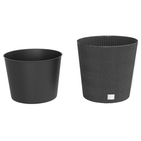 vidaXL plantekrukke 35/37,5 l udtagelig indsats PP rattanlook antracit