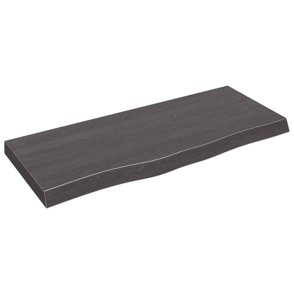 vidaXL væghylde 100x40x(2-6) cm behandlet massivt egetræ mørkebrun