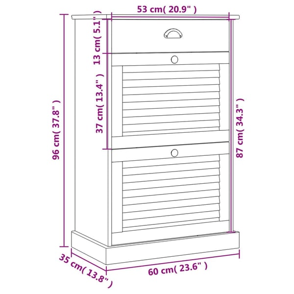 vidaXL Skoskap VIGO 60x35x96 cm heltre furu
