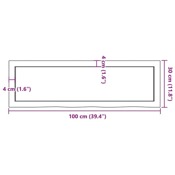 vidaXL væghylde 100x30x(2-4) cm behandlet massivt egetræ mørkebrun