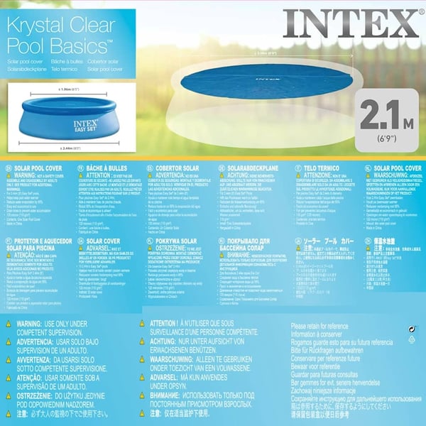 INTEX solopvarmet poolovertræk 244 cm rundt