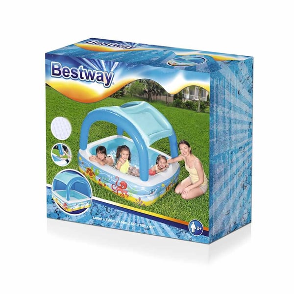 Bestway Barnebasseng med baldakin blå 140x140x114 cm 52192