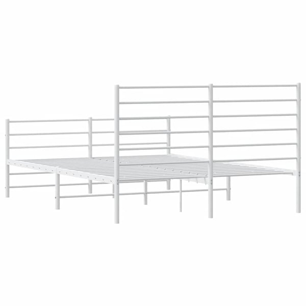 vidaXL Sengeramme i metall med hode- og fotgavl hvit 120x200 cm