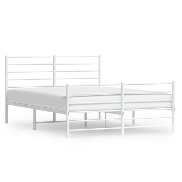 vidaXL Sengeramme i metall med hode- og fotgavl hvit 120x200 cm