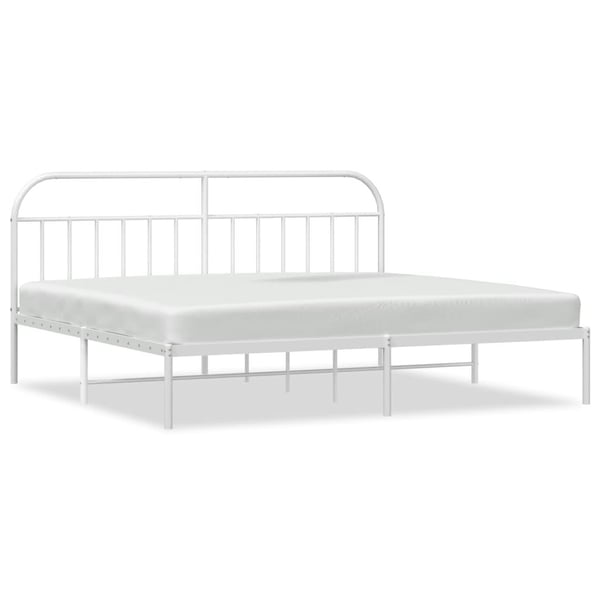 vidaXL Sengeramme i metall med hodegavl hvit 193x203 cm