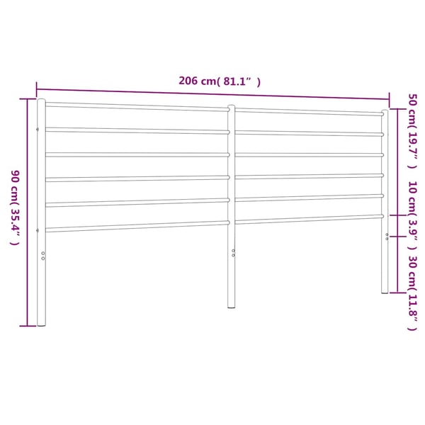 vidaXL Utskiftbar sengegavl i metall hvit 200 cm