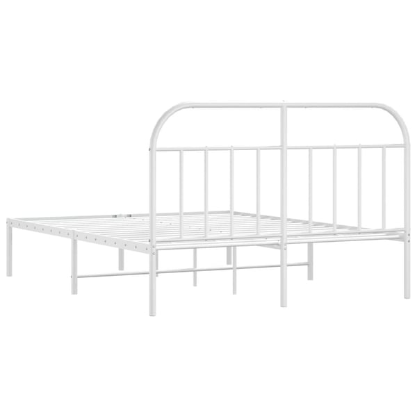 vidaXL Sengeramme i metall med sengegavl hvit 160x200 cm